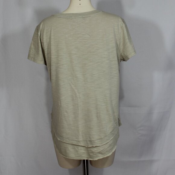 CHRLDR Ava T-Shirt In Taupe With Raw Edge Layered Hem beige size Large - Picture 4 of 8